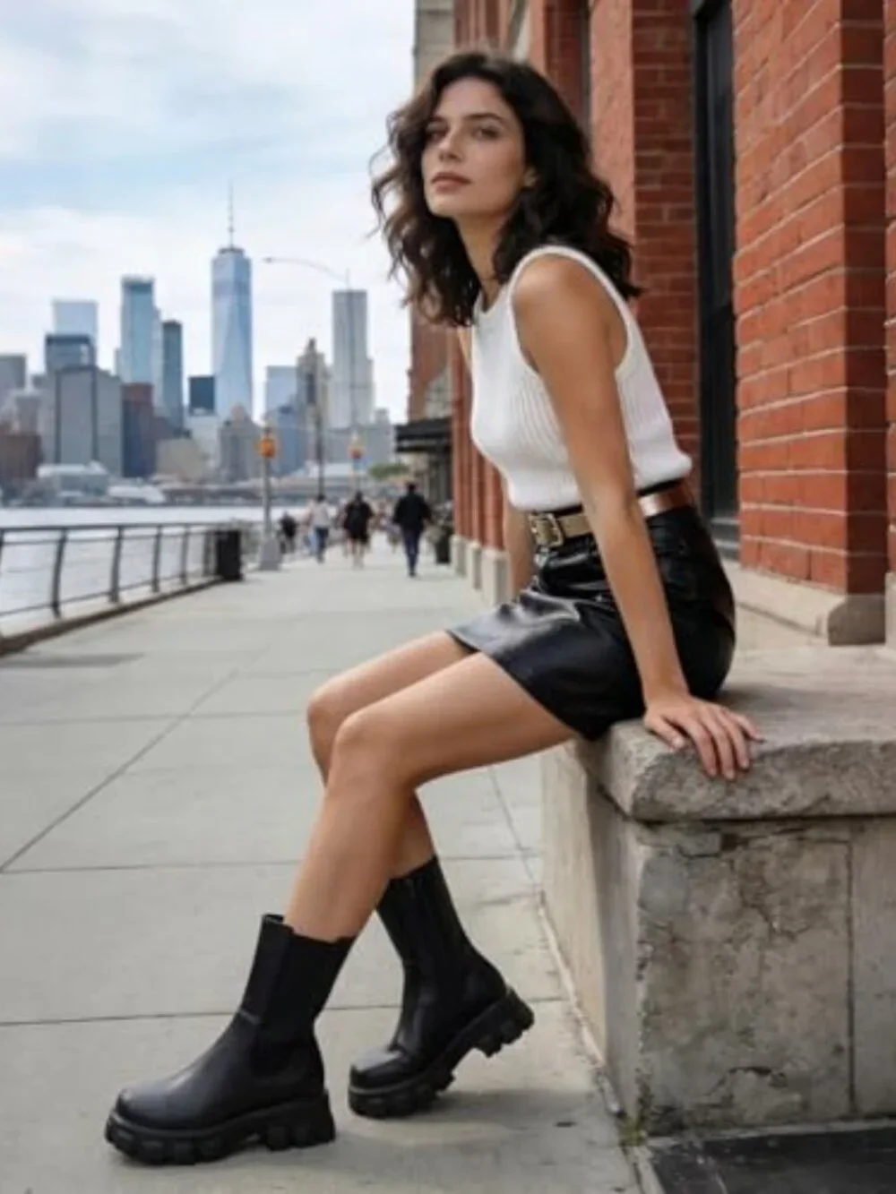 Women's Chelsea Ankle Platform Boots Chunky Heel Booties with Zip